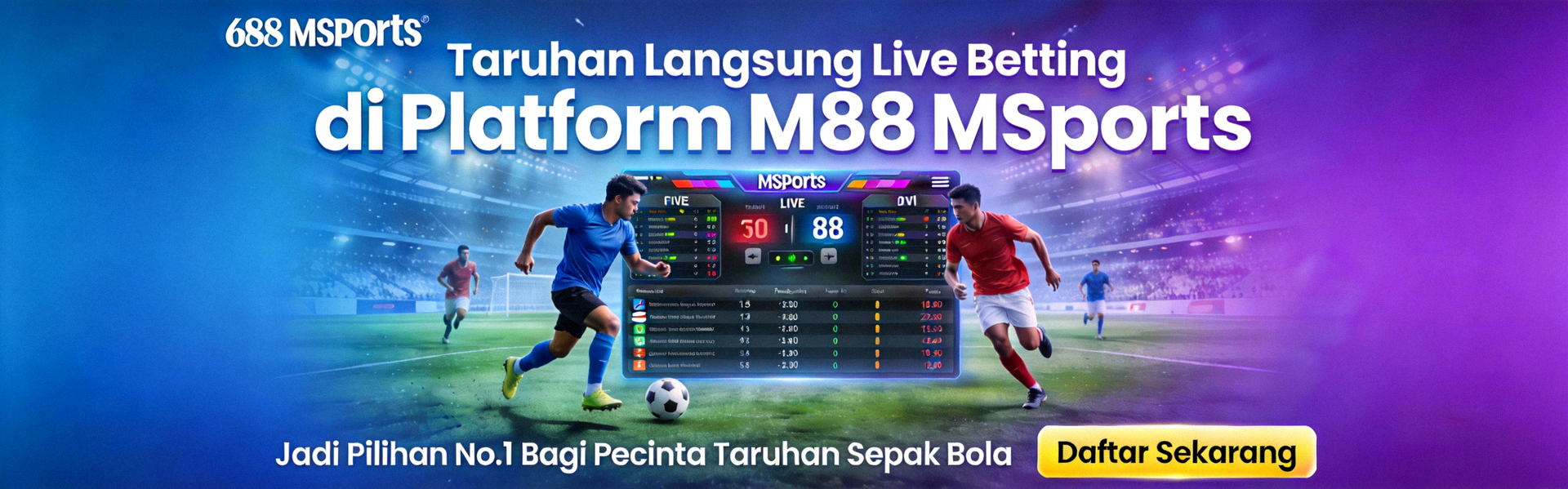 Banner taruhan langsung live betting di platform M88 MSports