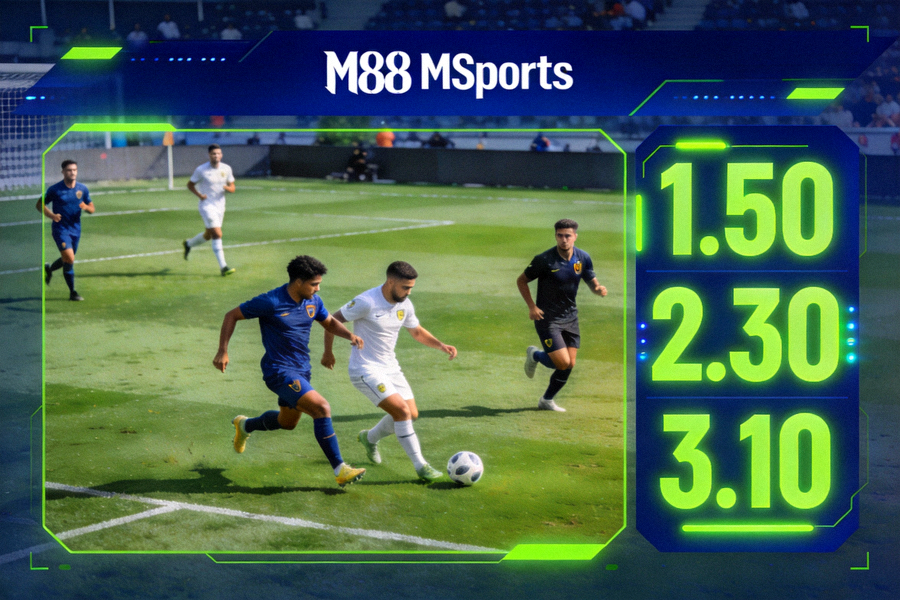 Tampilan layar pertandingan langsung live match dengan odds yang berubah real-time di M88 MSports